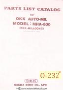 Osaka-Osaka MHA-600 OKK Auto-Mil, Millcon III and V GML Parts Lists Manual-Auto-MIL-MHA-600-Millcon III-Millcon V GML-OKK-01